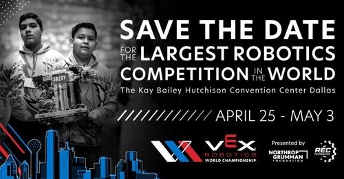 Angielskojęzyczny plakat reklamujący amerykańskie mistrzostwa świata Vex Robotics