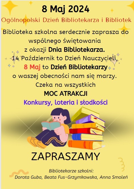 Plakat informujący o Dniu Bibliotekarza