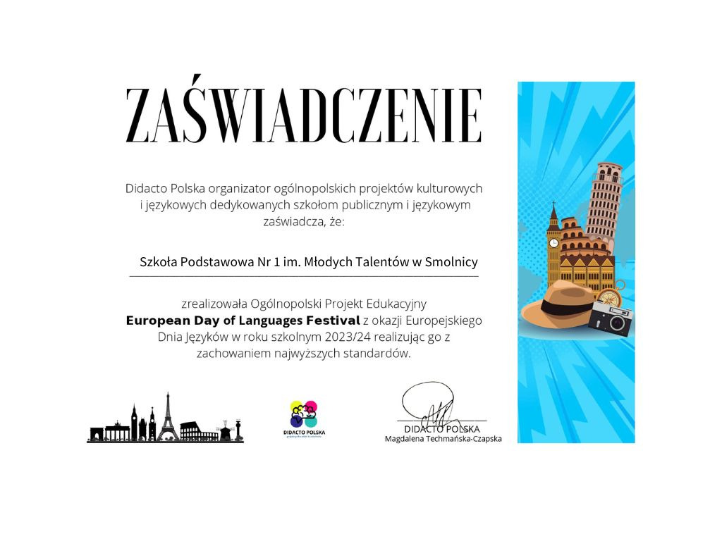 Ogólnopolski Projekt Edukacyjny "European Day of Languages Festival" - Obrazek 1