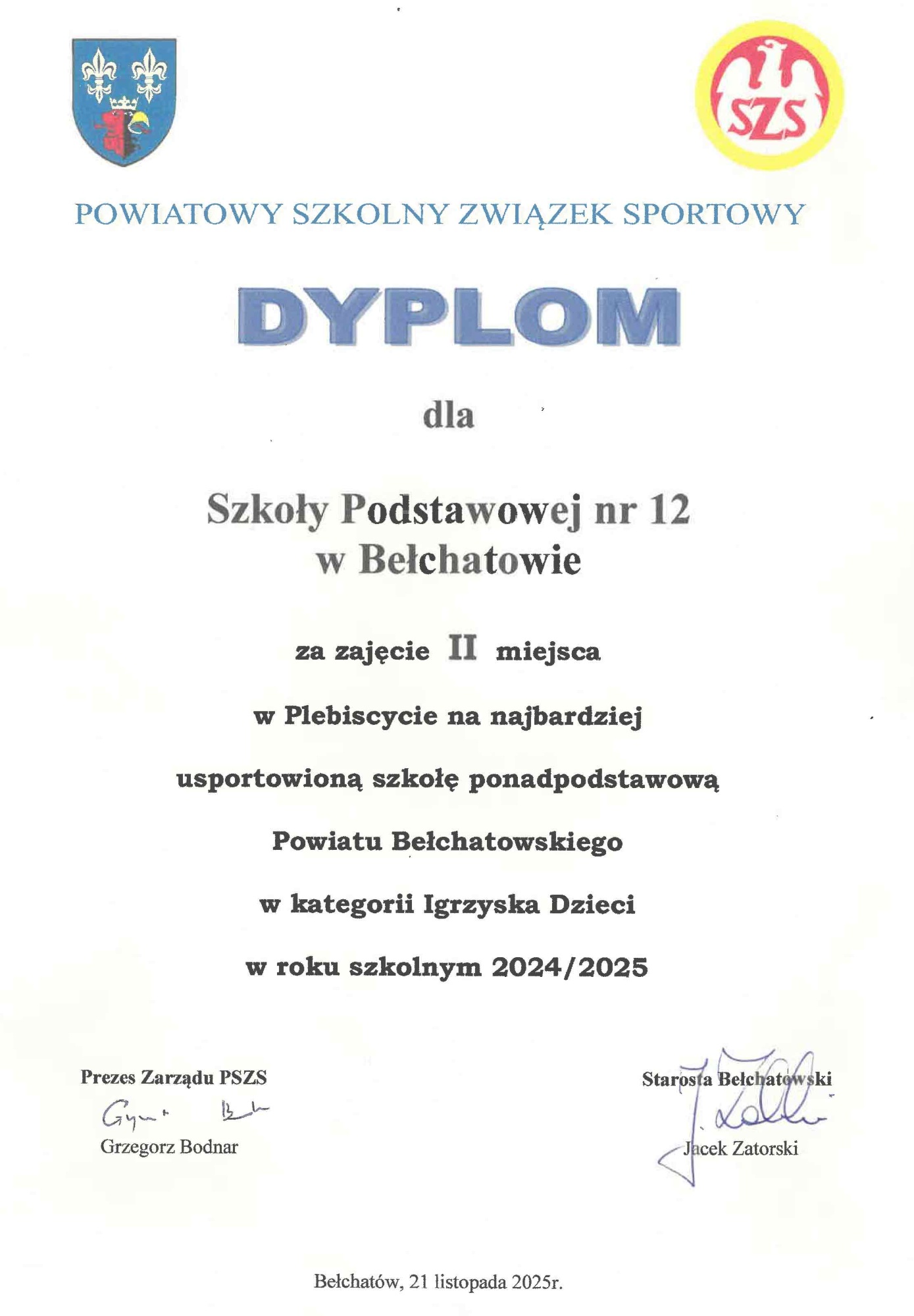 Plebiscyt na najbardziej usportowioną szkołę ponadpodstawową Powiatu Bełchatowskiego w kategorii Igrzyska Dzieci w roku szkolnym 2024/2025 - Obrazek 1