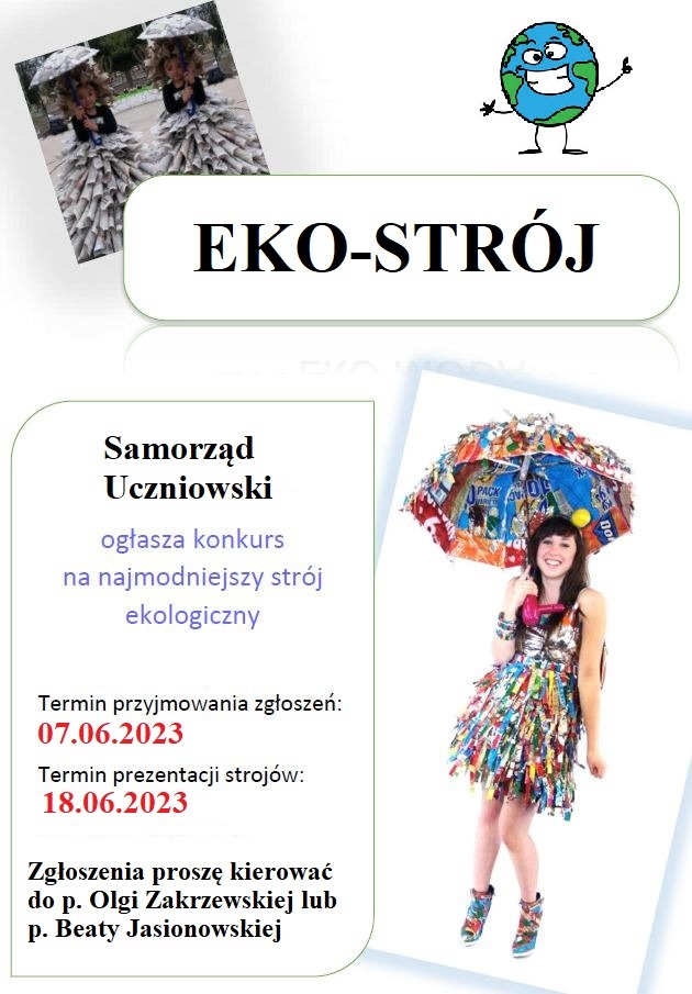 Plakat "EKO - STRÓ" zapraszający do udziału w ekologicznym pokazie mody