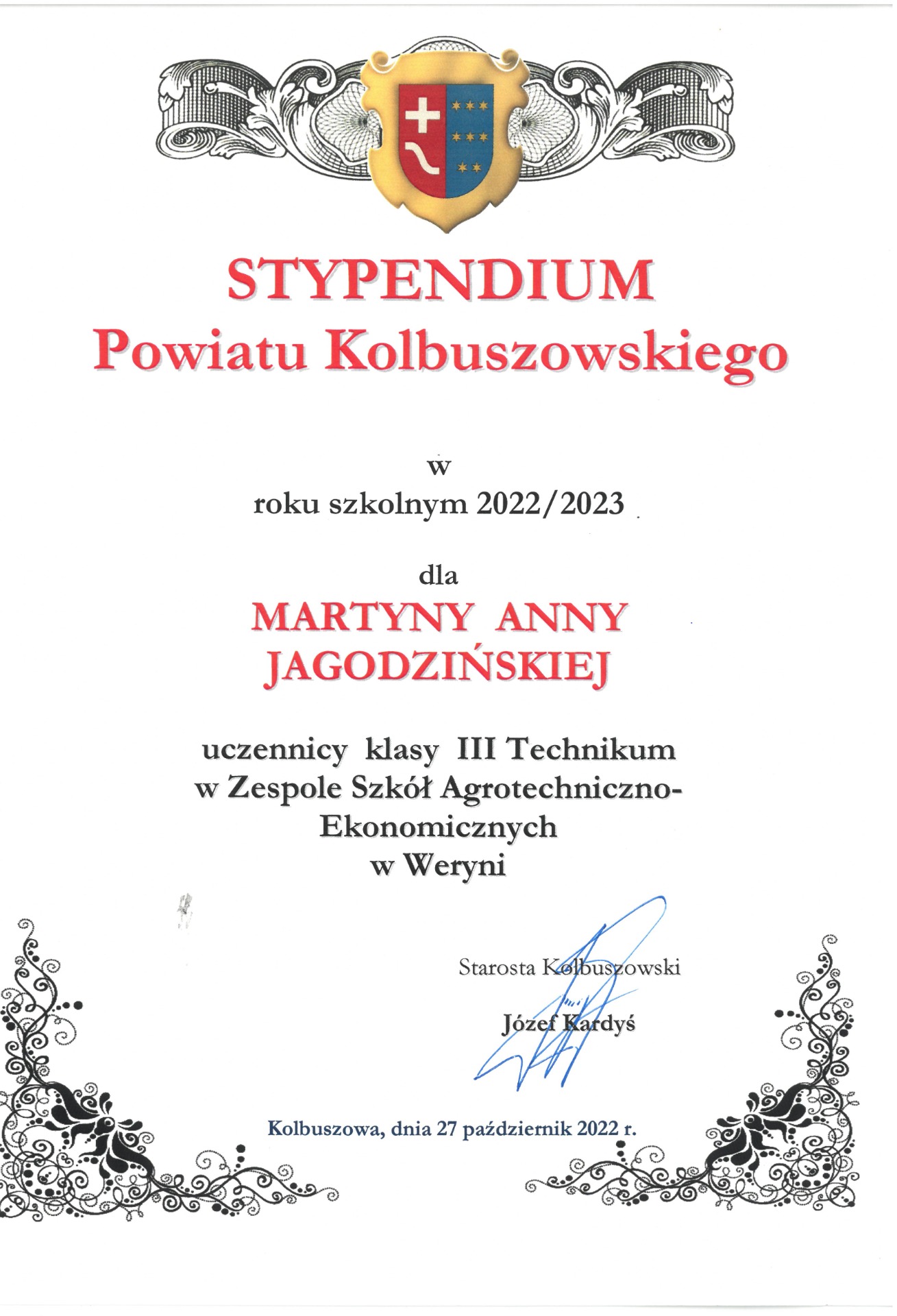 Stypendia Powiatu Kolbuszowskiego - Obrazek 1