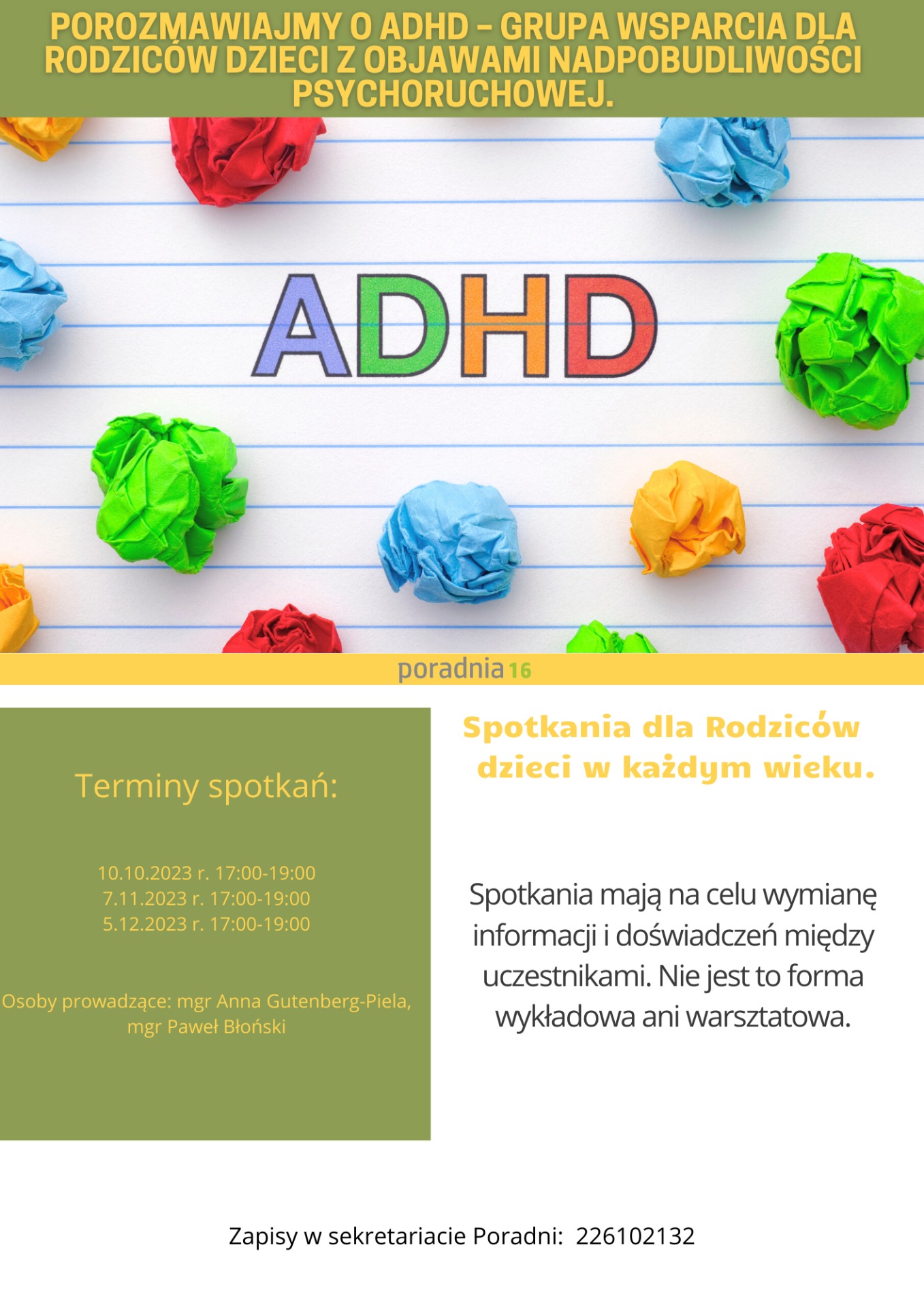 POROZMAWIAJMY O ADHD - GRUPA WSPARCIA DLA RODZICÓW  - Obrazek 1