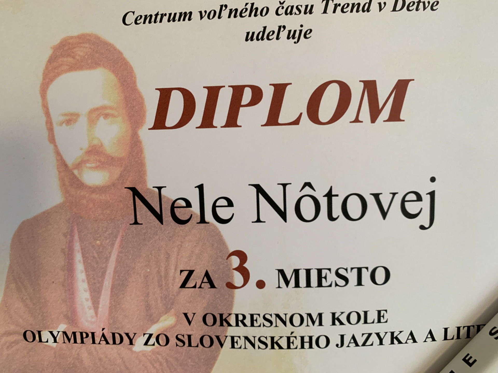 Úspech Nely Nôtovej v  OK  Olympiády zo slovenského jazyka a literatúry  - Obrázok 2
