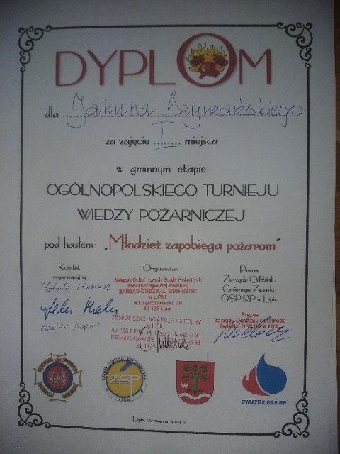 Dyplom Jakuba Szymańskiego